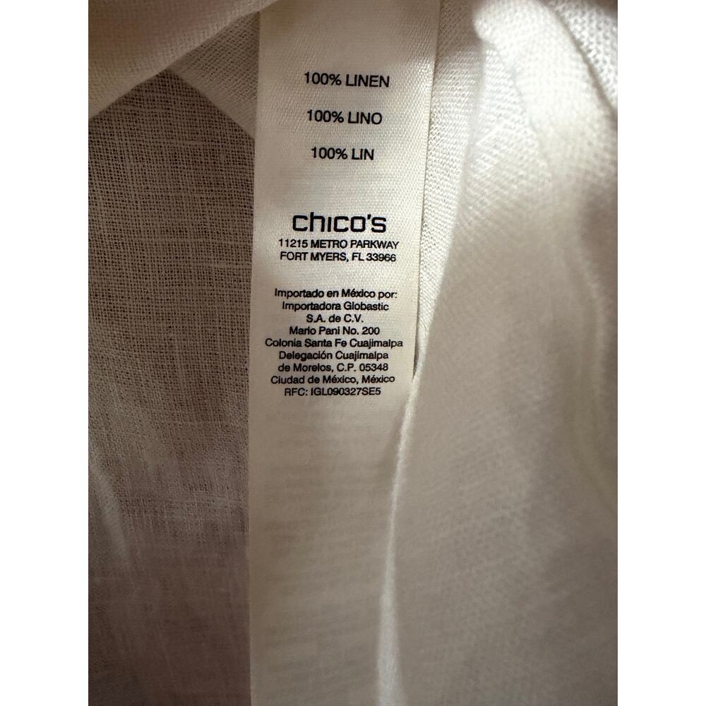 Chico's Cream Linen Top with Beaded V-Neckline size 12 - Picture 10 of 11